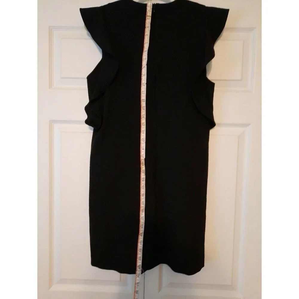 Zara Woman Sz Small Black Dress with Ruffled Flutter Sleeves - Picture 3 of 6
